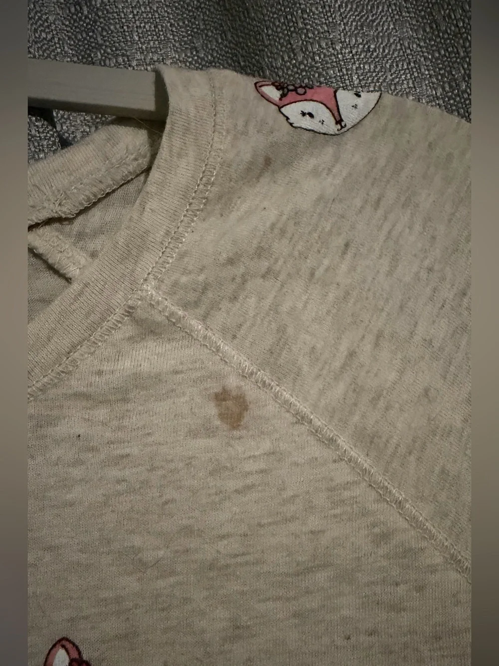 Beige Fox Print Long-Sleeve KidsTop